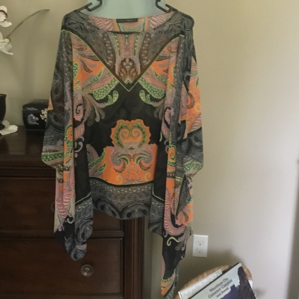 Coco Bianco-EUC-Women’s Rich Hued Paisley Asymmetrical Handkerchief Tunic